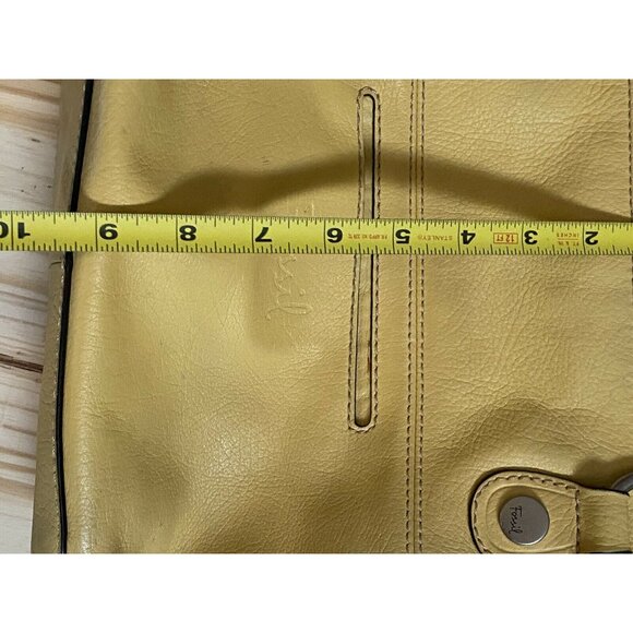 Fossil Yellow Leather Shoulder Bag With Inner & Outer Zippers - Picture 12 of 12